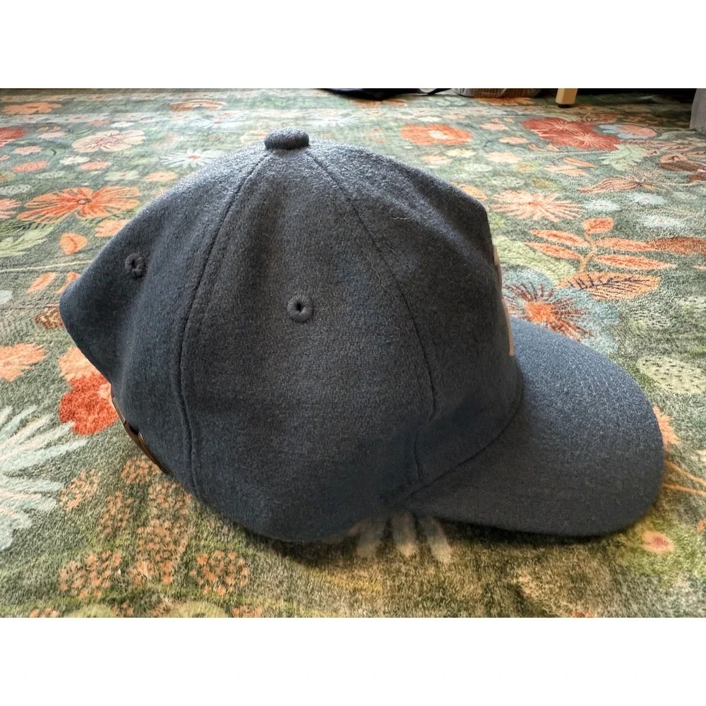 Texas Hill Country Provisions The Shepherd Blue Wool Blend Strapback Hat TX Logo